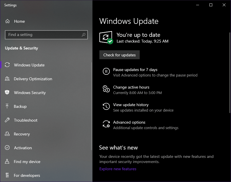 Проверка обновлений Windows 10