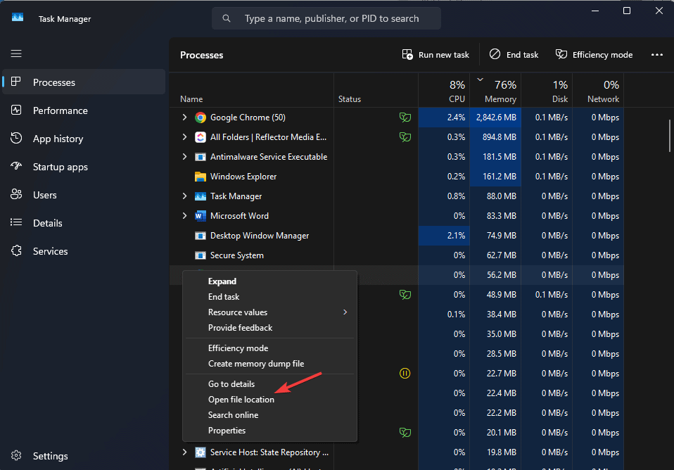 Open file location HiPatchService.exe