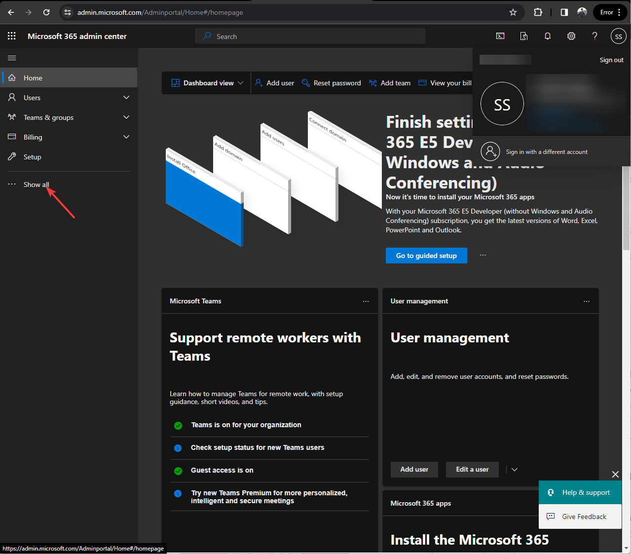 すべて表示 - Microsoft Teams管理センターへのログイン