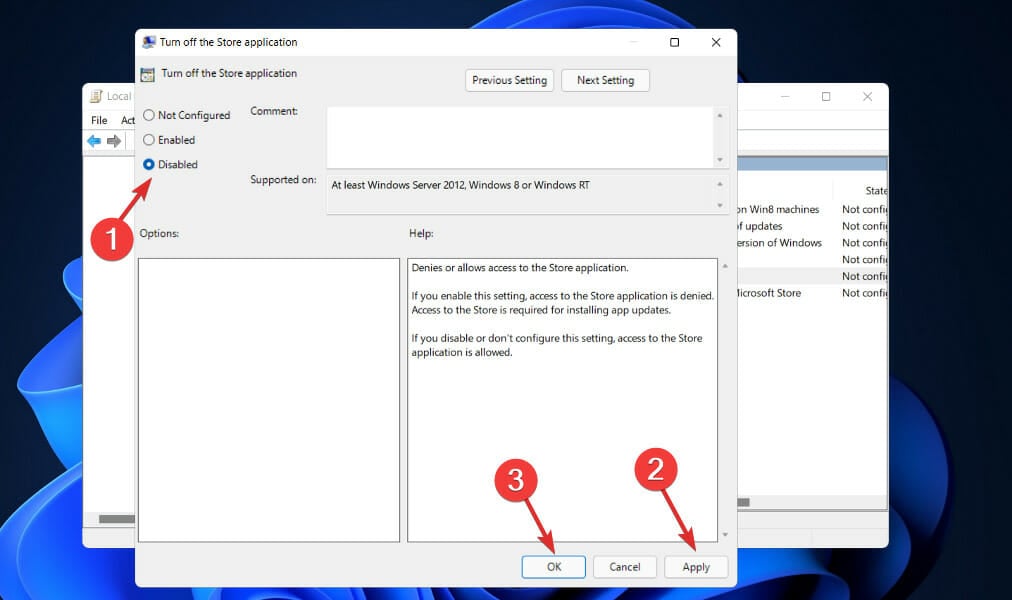 disabled-store microsoft store is blocked