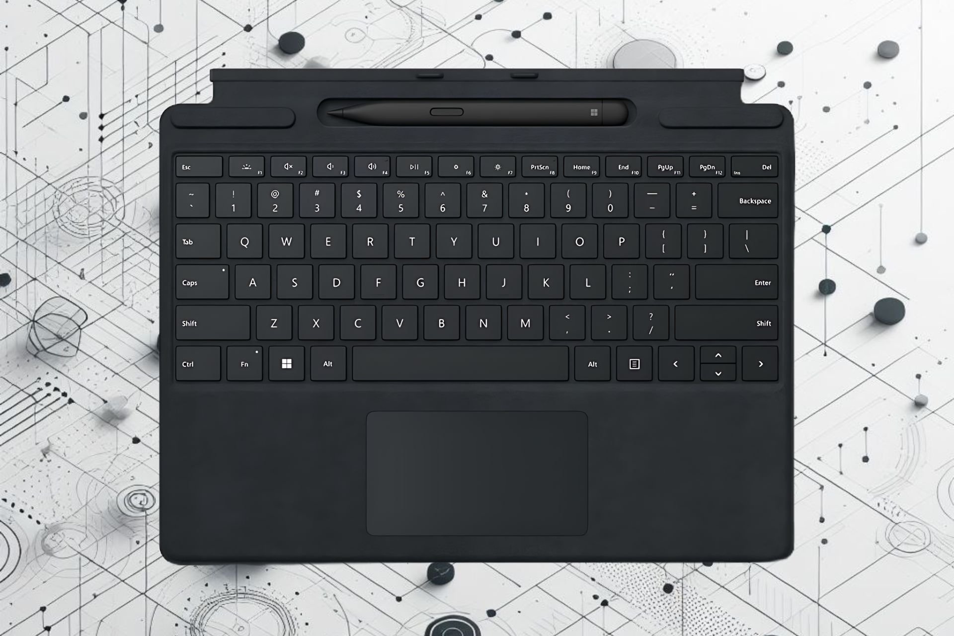 Surface Pro Flex Keyboard, AI 생성 배경에서 피쳐됨