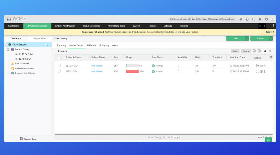 manage engine oputils ip monitor dashboard