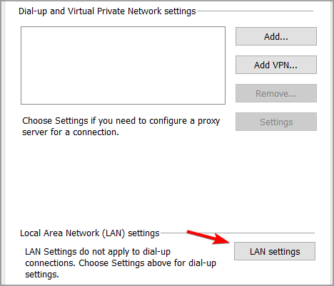 LAN settings button