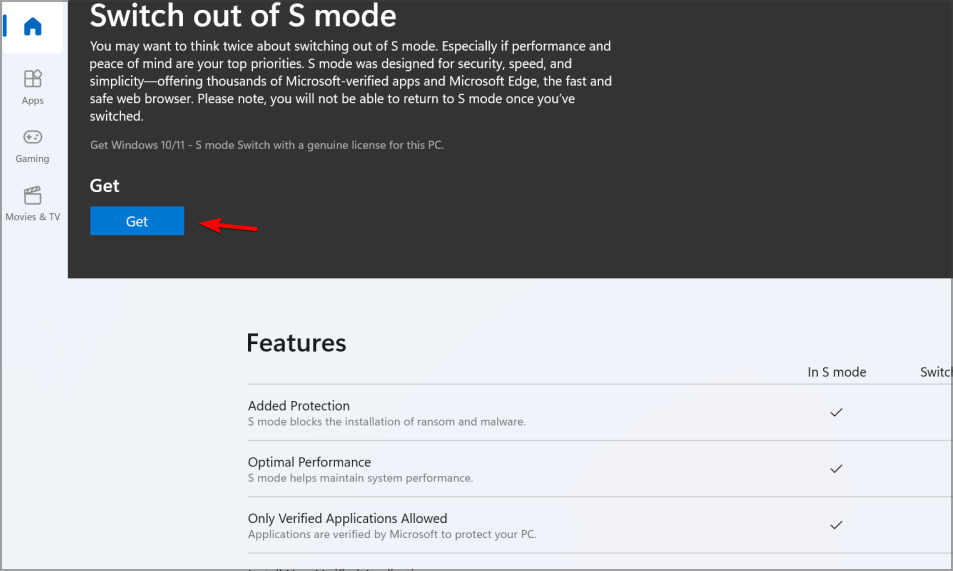 turn off s mode switch