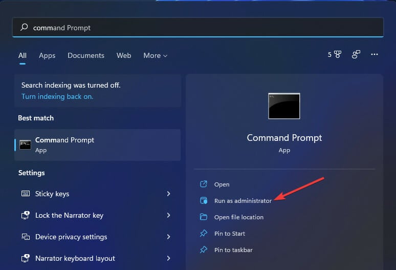 run as administrator option for command prompt