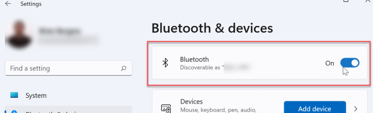 bluetooth enable w11