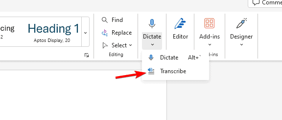 transcribe word