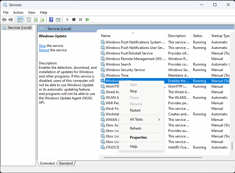Avvia Windows Update