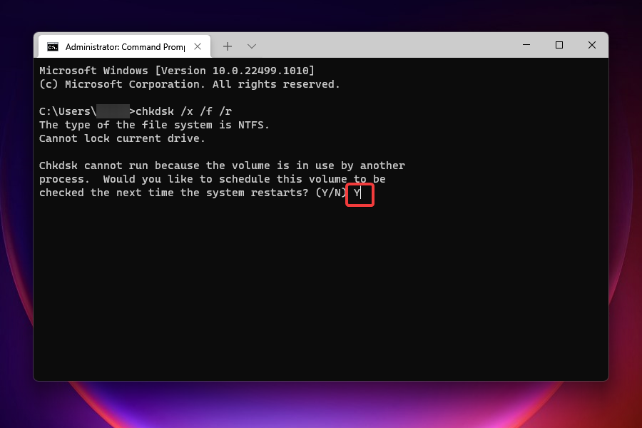 Confirmer checkdisk