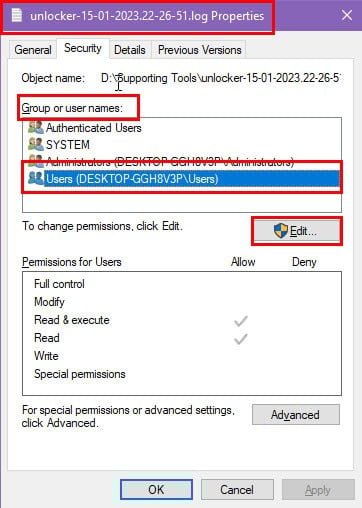 Edit properties
