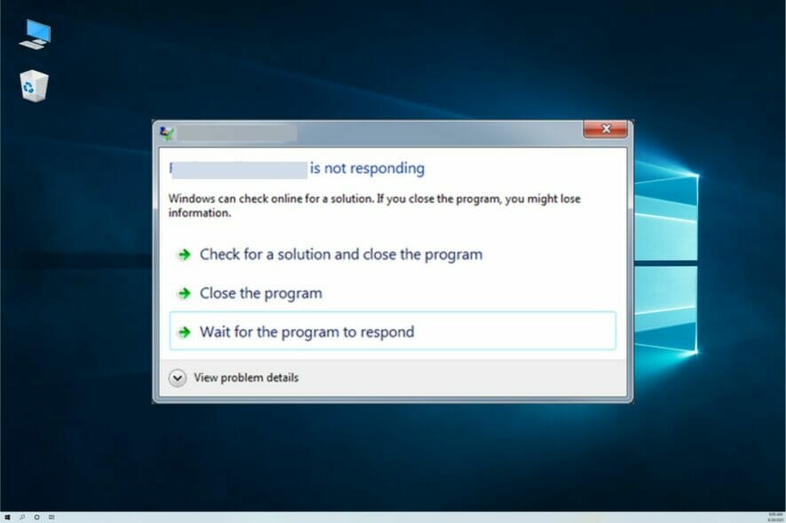 programmes ne répondant pas dans Windows