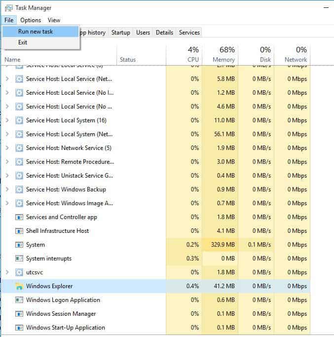 get no files on desktop Windows 10