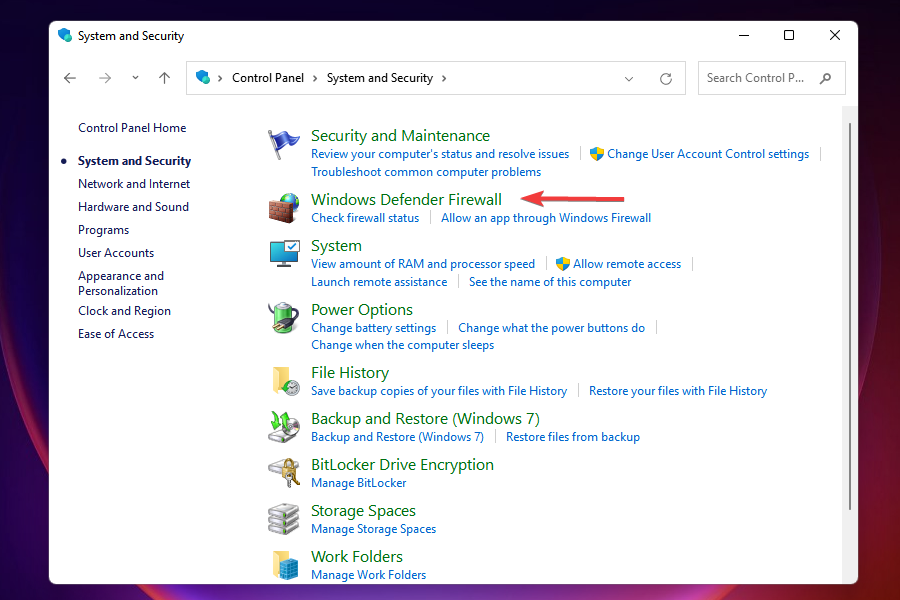 Firewall di Windows Defender