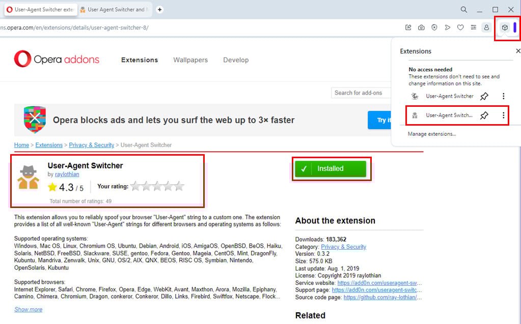 user agent switcher