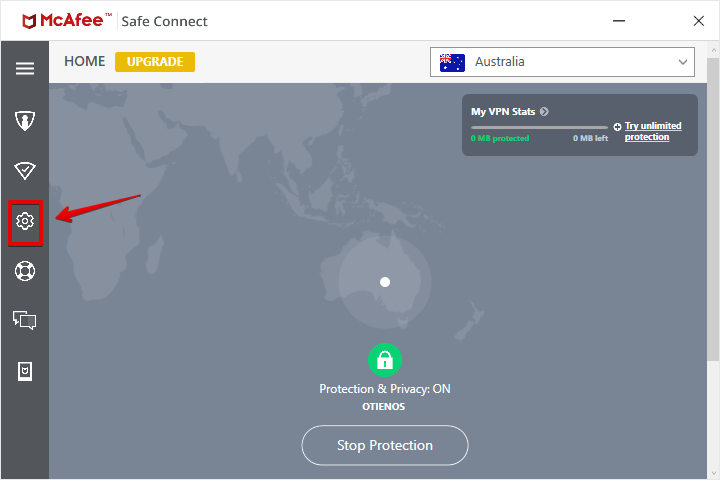 McAfee VPN settings