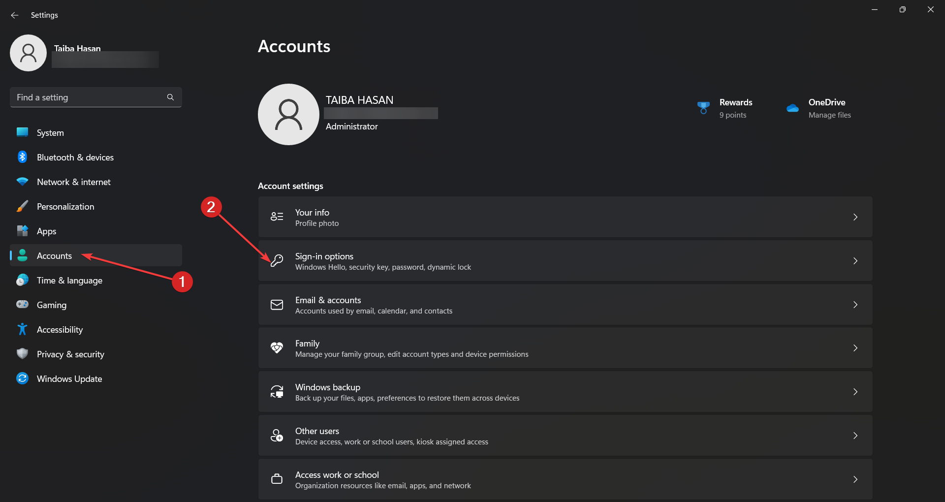 accounts settings