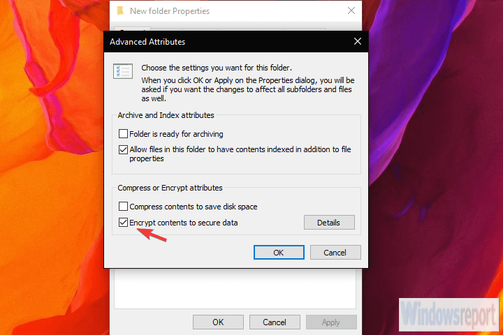 Encrypt contents to secure data