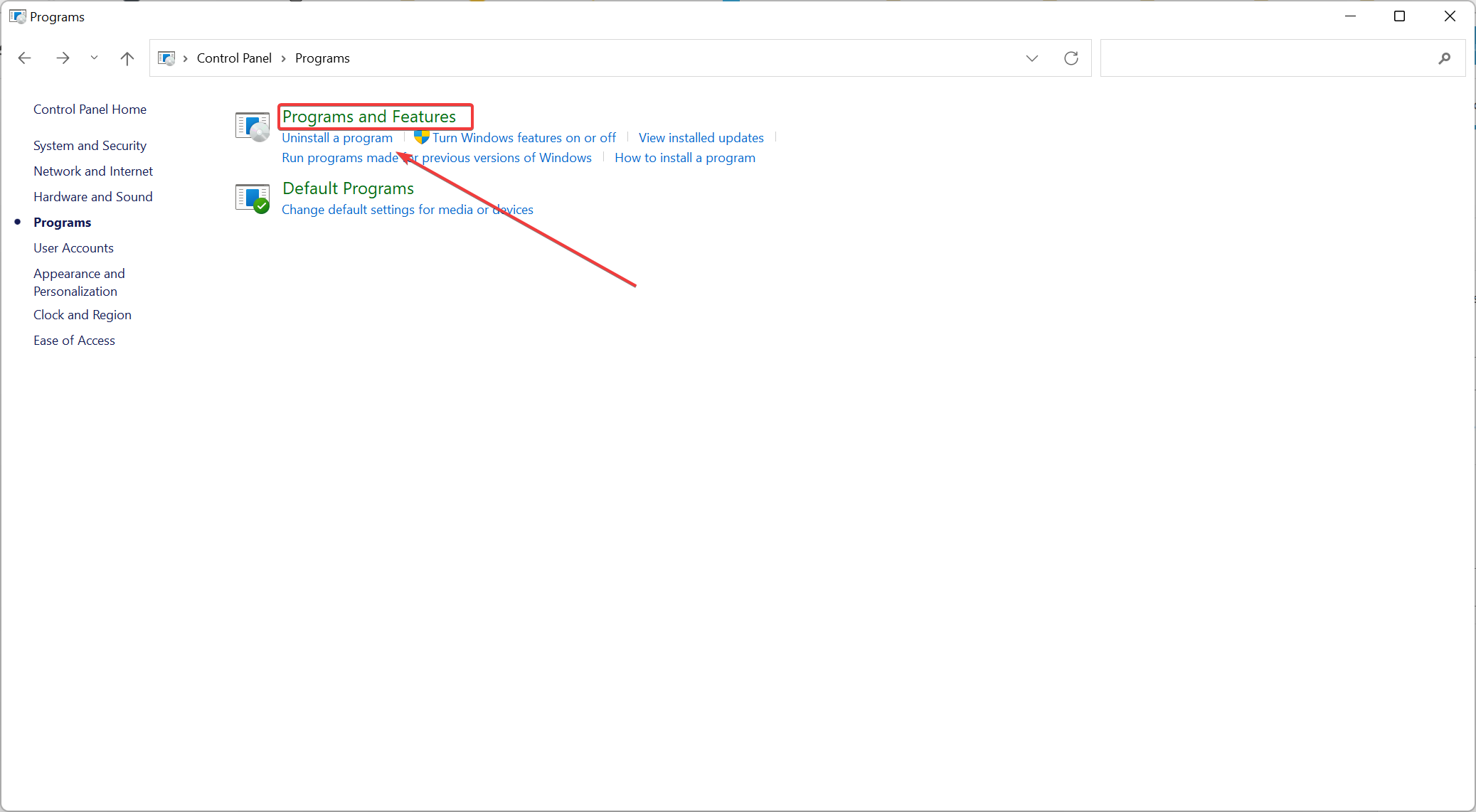 Disinstallazione delle applicazioni utilizzando il pannello di controllo