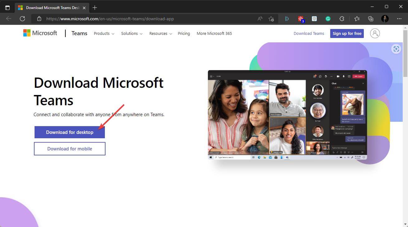 baixando microsoft teams