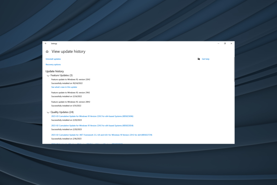 verifique se uma atualização está instalada no Windows