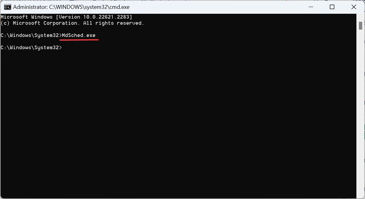 MdSched.exeでステータス50のイベントログへのログメッセージの転送に失敗した修正