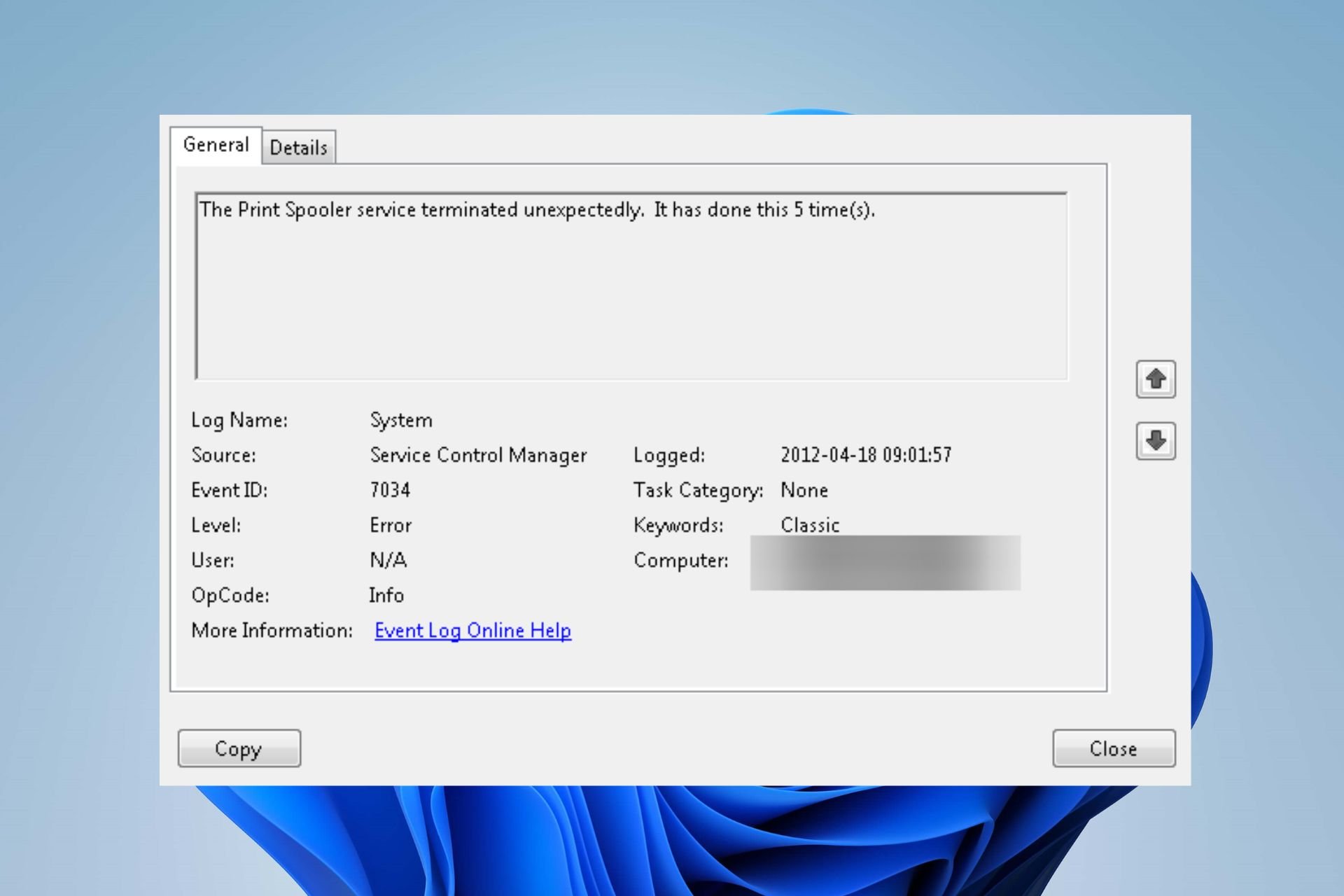 Ereignis-ID 7034