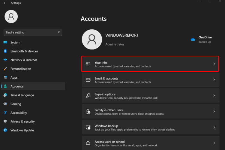 accounts your info