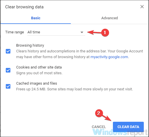 cancella dati di navigazione C'era un problema di connessione con Gmail