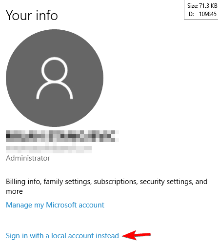 your account windows 10