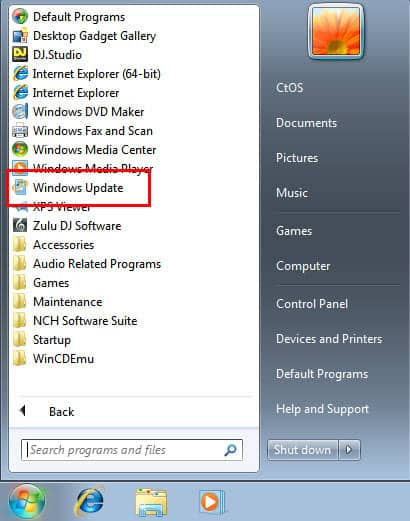 windows update vista