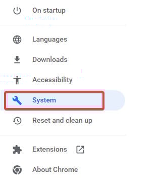 system settings chrome