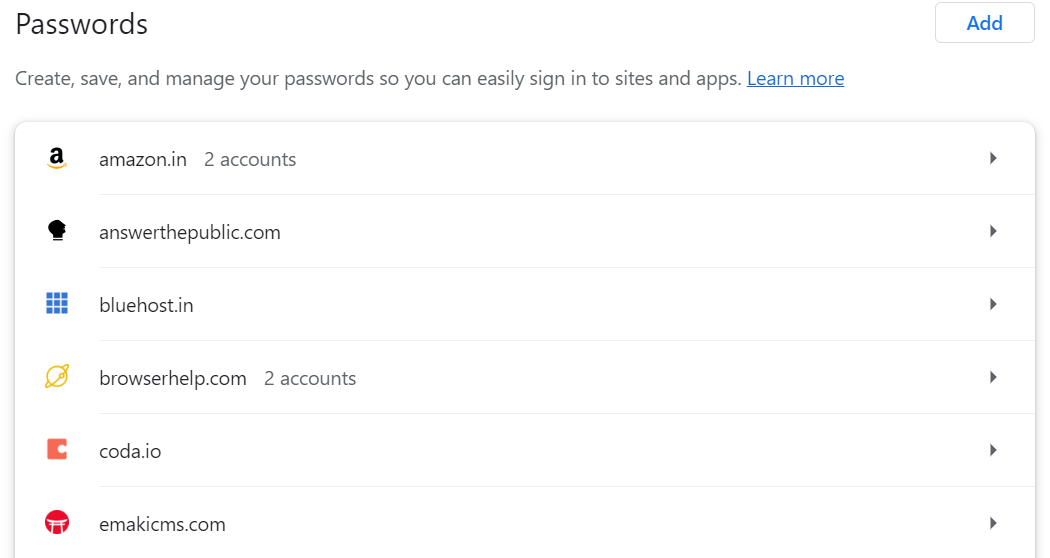 Aggiunta di note alle password salvate utilizzando il Gestore password