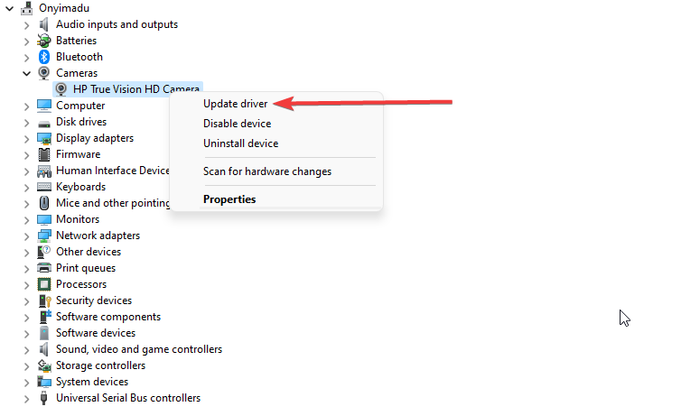 update driver for camera