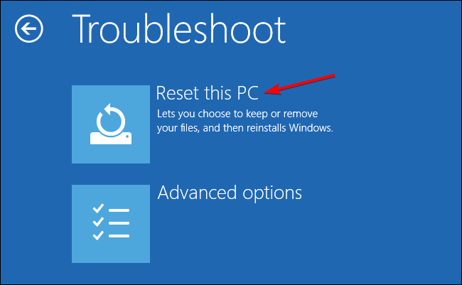 reset-pc how to fix corrupted user profile windows 10