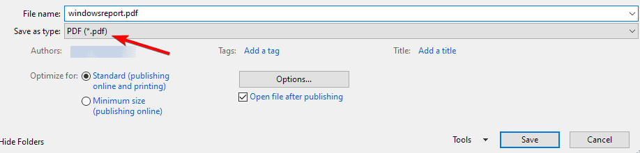 speichern unter typ pdf