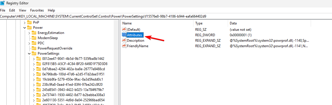 attributes dword registry editor