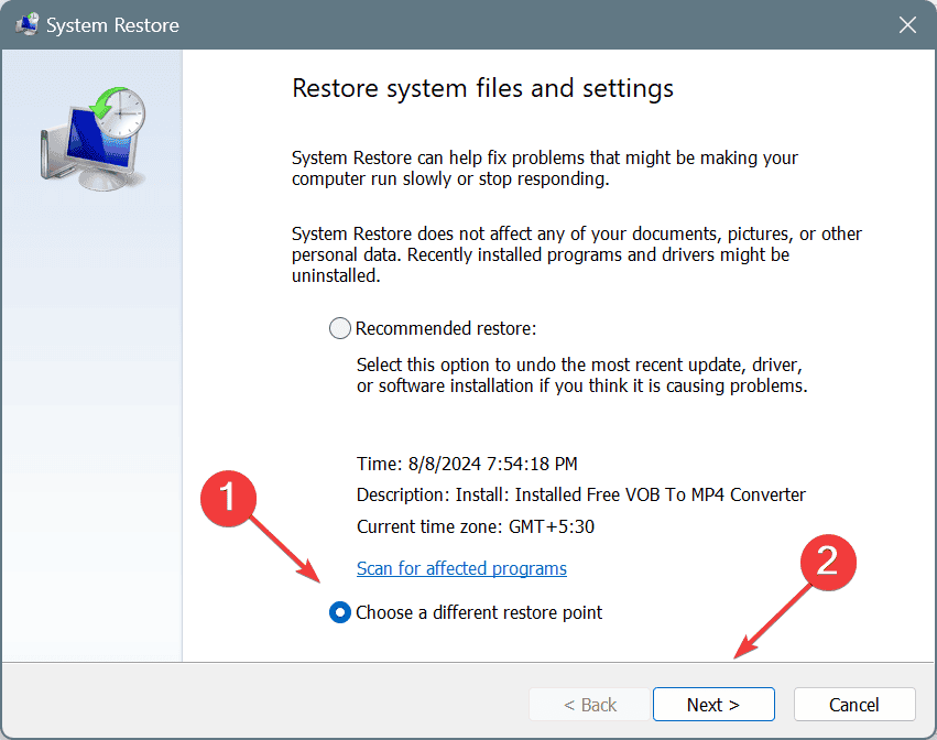 restore settings