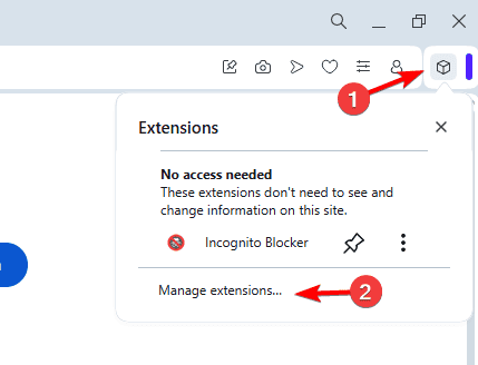 manage extensions opera
