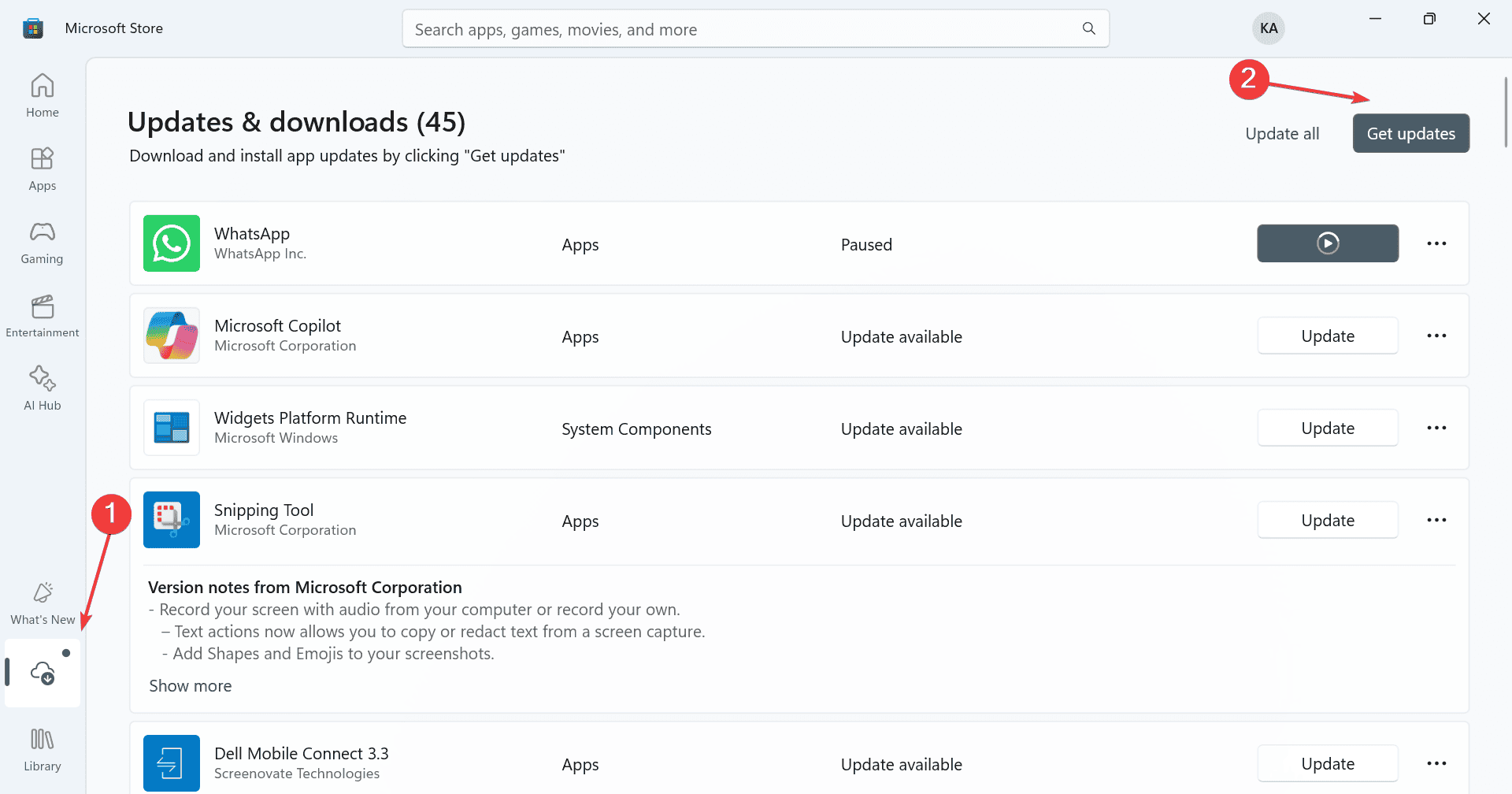 obtener actualizaciones