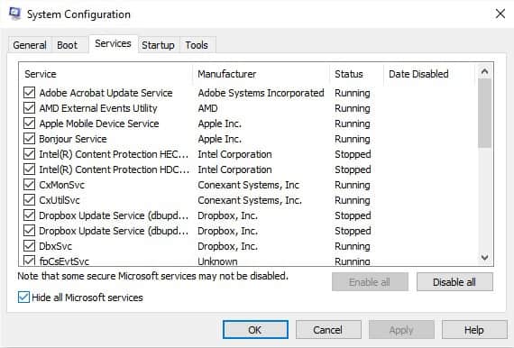 desactivar servicios de microsoft
