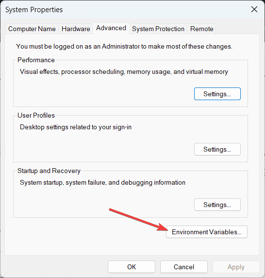 umgebungsvariablen schaltfläche