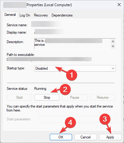 Disabled as Startup Type