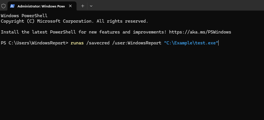 runas savecred command in Terminal