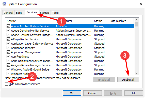 services windows update service not running