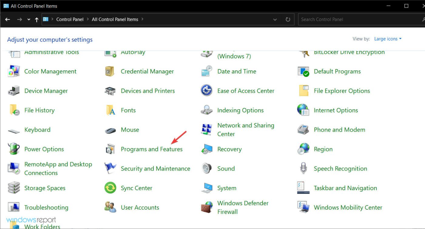 windows 10 programs and features