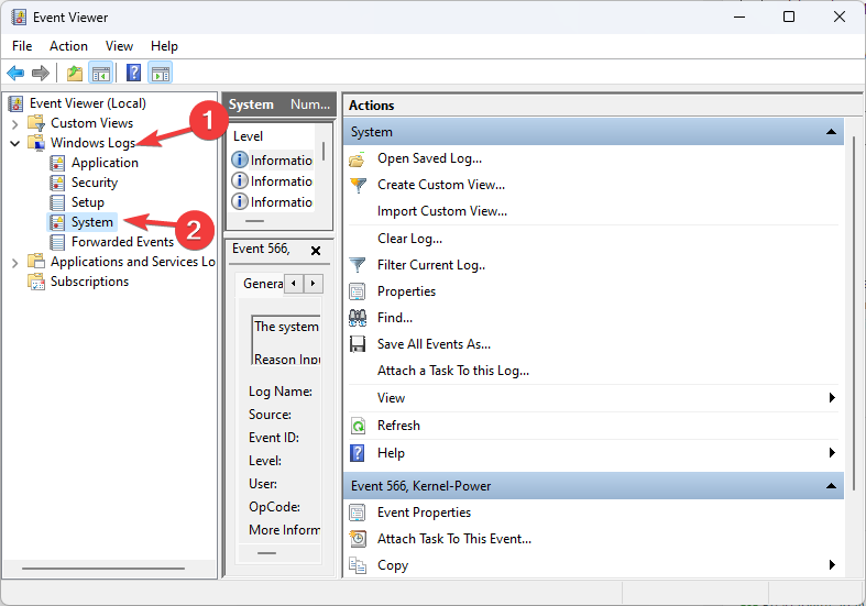 System Event viewer 0x80070000