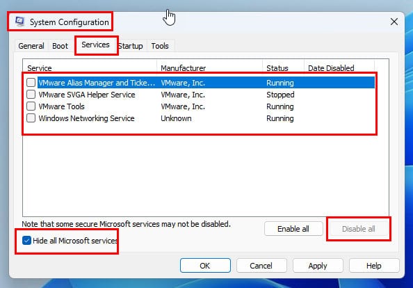 disable all