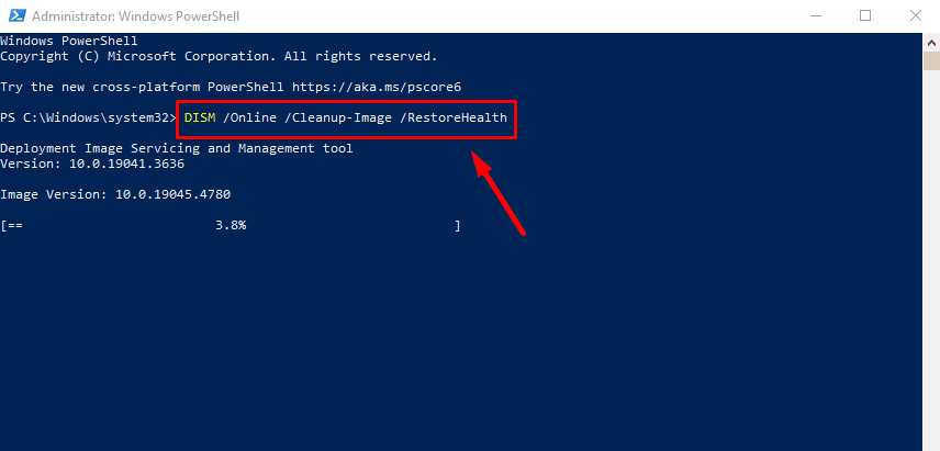 DISM /Online /Cleanup-Image /RestoreHealth