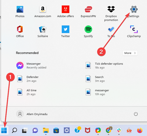 settings windows ms store