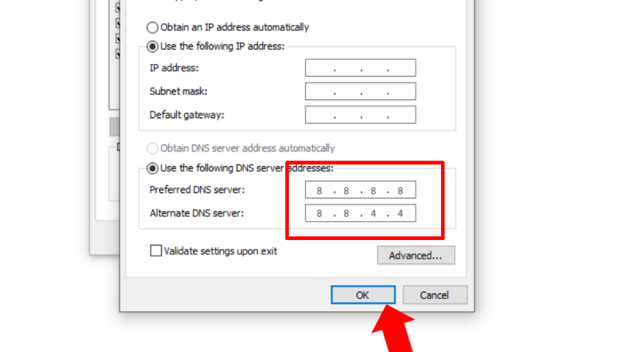 mudando o endereço dns